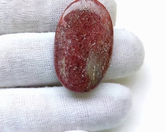 Oval Pink Rhodonite Cabochon: Crystal Gemstone Pendant Stone