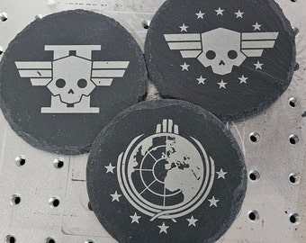 Helldivers 2 Themed 4-Inch Slate Coasters - Set of up to 8