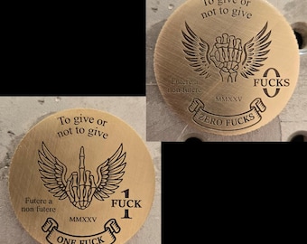 Funny Brass Coin – One F*** or Zero F***s, Laser Engraved Gag Gift