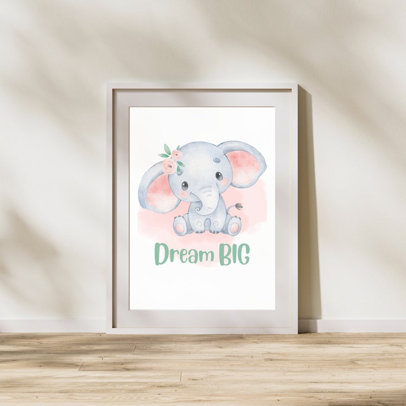 Elephant Nursery Wall Art Elephant Print Jungle Nursery Print Etsy