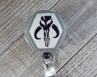 Badge Reel/ID Badge Holder, Retractable Cord, Disney/Star Wars Mandalorian Mythosaur