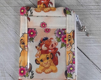 Bolsa de identificación del Rey León: cartera con cremallera de Simba, Timón y Pumba