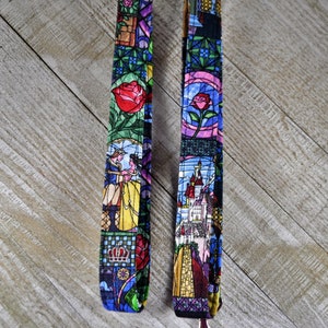 Disney Inspired Lanyard Beauty and the Beast Stained Glass Windows, Belle and the Prince OR Castle and Rose