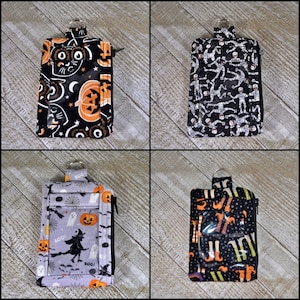 ID Pouch/ID Holder Halloween Time, Choose Your Design, Witch Feet, Mummies, Witches and Pumpkins, Jack-O-Lanterns/Owls/Cats