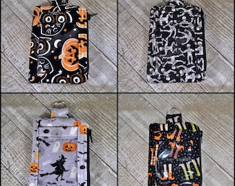 ID Pouch/ID Holder Halloween Time, Choose Your Design, Witch Feet, Mummies, Witches and Pumpkins, Jack-O-Lanterns/Owls/Cats