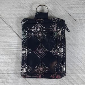 ID Pouch/ID Holder/Small Wallet, Phases of the Moon, Full Moon, Crescent Moon, Mystic Eye, Star