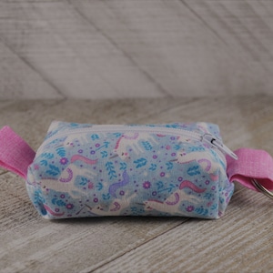 Mini Zipper Pouch/Coin Purse/Mask Holder Tiny Unicorns and Flowers