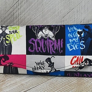 Necessary Clutch Wallet made with licensed Disney Villains Fabric, Maleficent, Ursula, Jafar, Yzma, Scar, Dr. Facilier