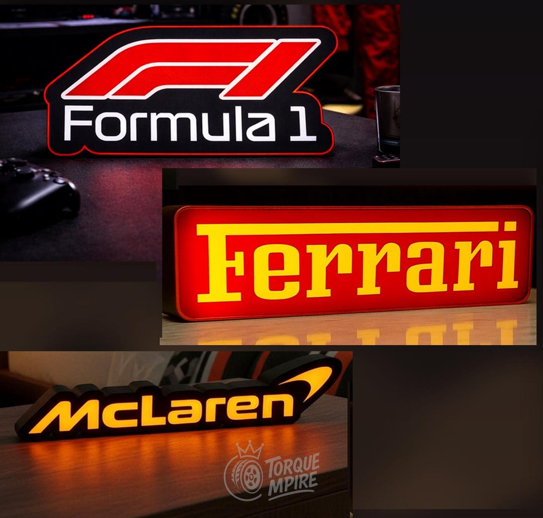 F4 Racing Sign Light LED Light Box Sign Style Mclaren Garage Tool Wall Decor Night Light ...
