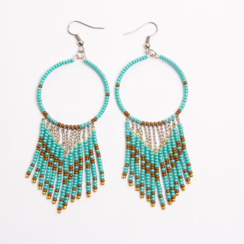 Beaded Earrings Tutorial and Patterns, PDF Beading Pattern DIY, Beaded