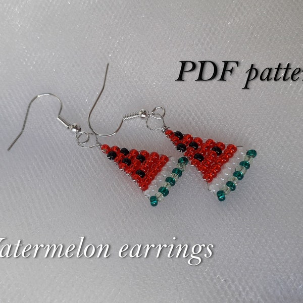 Beaded earrings tutorial and patterns, PDF beading pattern DIY, beaded earring patterns for beginners, digital download earrings PDF