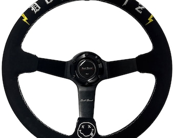 Deadboyz Volante Universal 350mm 3"Deep Dish 6 Parafusos Preto Alcantara