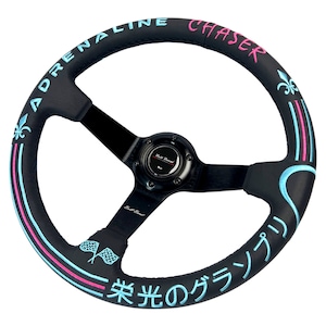 Universal 350mm 3&quot;Deep Dish 6-Bolt Steering Wheel Black Leather Adrenaline Chaser