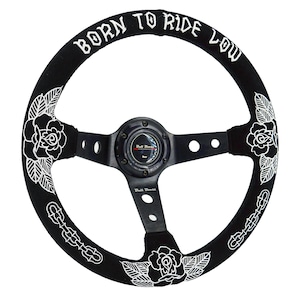 CUSTOM ROSE 3” Deep Dish JDM 6-Bolt Steering Wheel Racetrack Strong Grip Suede Alcantara