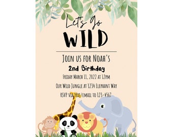 Jungle Animals Birthday Invite