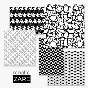 10 Waves and Water Seamless Digital Papers Sea Water Papers Black and ...