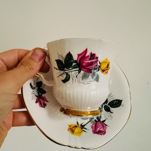Royal Adderley Tea Set Tea Cup Saucer England Fine Bone China Ridgway Potteries Vintage Antique Flower Ensemble Thé Tasse Thé Angleterre