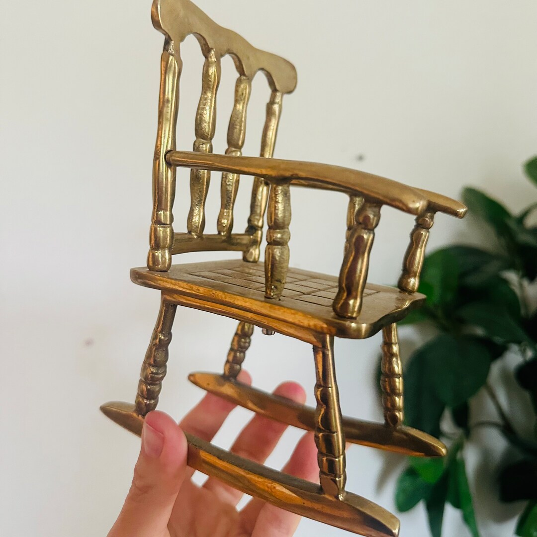 Vintage Brass Rocking Chair Brass Decor Antique - Etsy