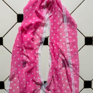 Large Vintage Pink Polka Dot Scarf Bandana Headband