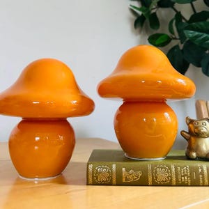Lámpara De Seta De Vidrio Naranja Estilo Vintage Lampe Champignon Verre Naranja