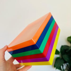 Stackable Storage Box Puzzle Storage Rainbow Multicolor Retro Vintage Style
