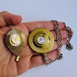 Vintage Mechanical Clock Pendant Watch Wind-Up Jewelry Jewels Swiss Seven Jewels Caravelle Gold Lady Antimagnetic Necklace READ DESCRIPTION