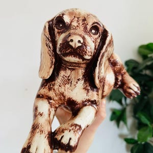Large Vintage Ceramic Brown Cocker Spaniel Dog Figurine Sculpture Statue