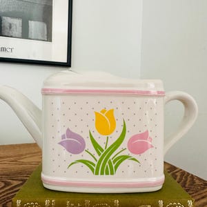 Vintage Ceramic Tulip Watering Can 1980s Teleflora Gift