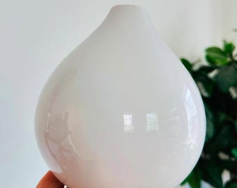 Vintage White Vase Ceramic Minimalist Decor Tear Drop Shape