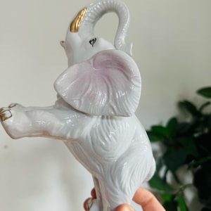 Vintage Porcelain Elephant Figurine Statue Sculpture