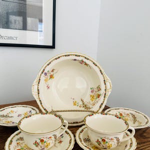 Vintage Myott Son And Co Staffordshire gemaakt in Engeland set 7-delige theekop schotel theeset kommen serviesgoed