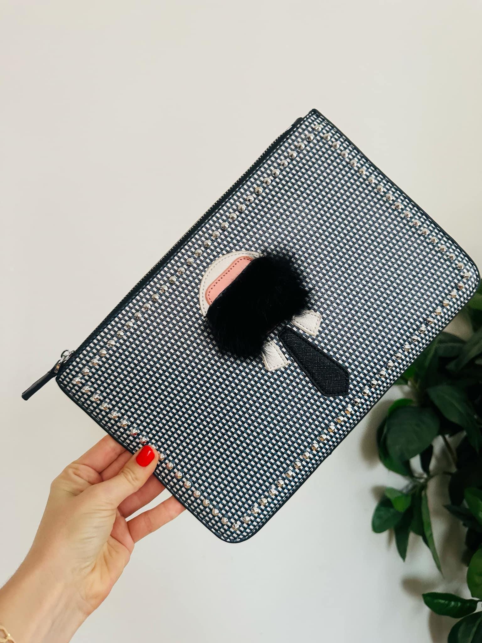 Fendi Karlito Karl Lagerfeld Style Black Clutch