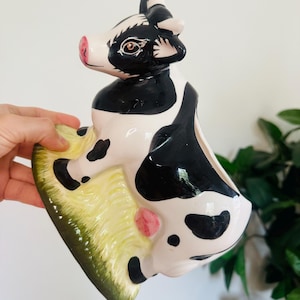 Large Vintage Ceramic Cow Vase Planter