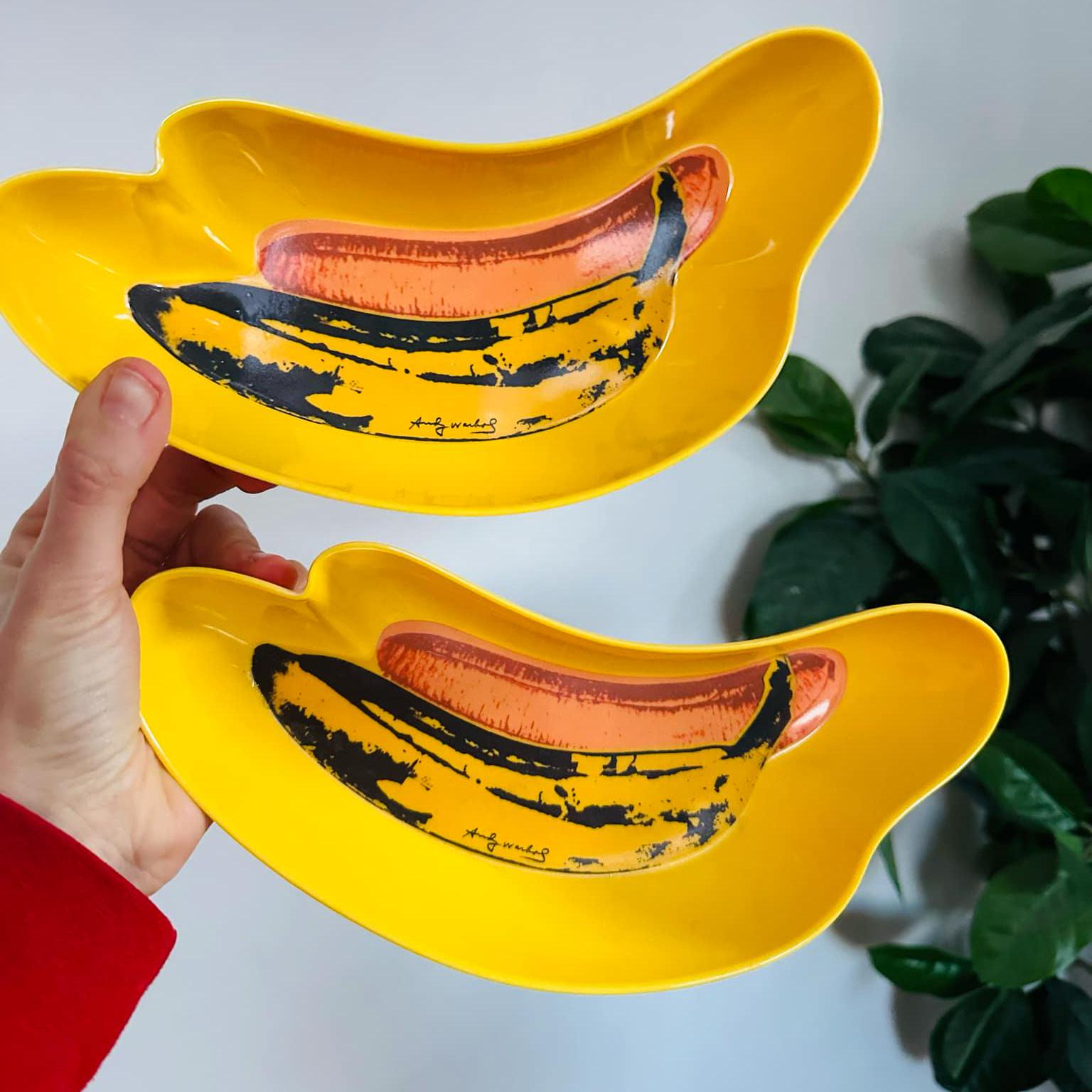 Pair of Vintage Andy Warhol Banana Split Dish Bowl Pop Art 90
