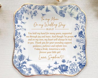 Custom Mother Of The Bride Jewelry Dish, Mother of the bride Jewelry plate, Custom Jewelry Tray for Mom, Wedding Favor Gift For Mom