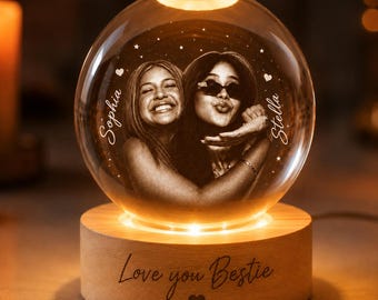 Custom Friendship Photo Gift, Personalized Photo LED Night Light, Best Friends Light Lamp Gift For Sister, BFF Birthday Gift, Bestie Gifts
