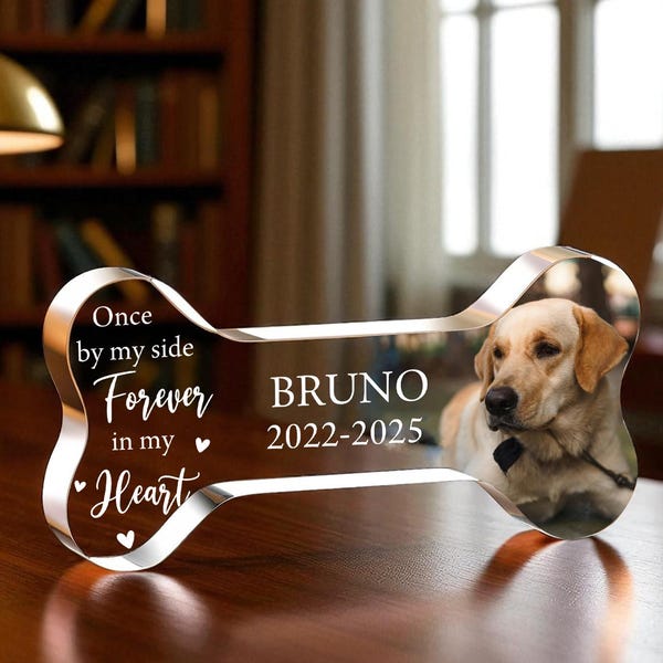 Placa conmemorativa personalizada para mascotas, regalo con foto, recuerdo de pérdida de mascota, placa con foto, regalo de condolencia, bloque de foto acrílico