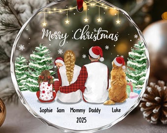 Custom Family Ornament 2025, Family With Pets Ornament, Personalized Family Keepsake, Family With Dog Ornament, Family Keepsake, Xmas Decor