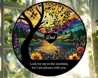 Memorial Stained Glass Suncatcher,Lightcatcher Loss Of Dad,Sympathy Gift Memorial Suncatcher,Loss Of Dad,Mom Sympathy Gift,Remembrance Gifts