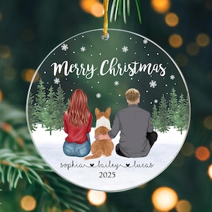 Personalized Couple and Pet Ornament, Custom Couple with Dog Ornament, Custom Family Ornament, Dog Christmas Ornament,Pet Christmas Keepsake