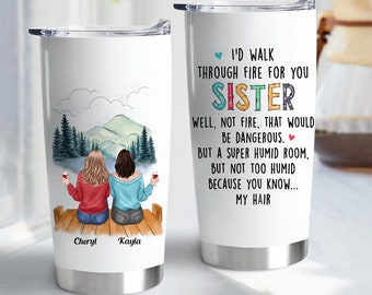 WHIDOBE Personalized Sister Mug (2 Women) Custom Coffee Mug with