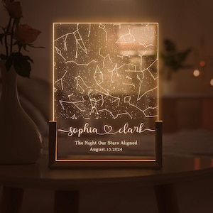 Personalisierte Sternenkarte Nachtlicht - Sternbild Lampe - Personalisiertes Geschenk für Paare - Geschenk für Sie und Ihn