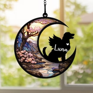 Personalisierte Verlust von Haustier Sympathie Geschenk, Haustier Erinnerung Suncatcher, handgemachte benutzerdefinierte Name Hund Dekor, gravierte Hundeliebhaber Geschenk, Geschenk für Hundeliebhaber