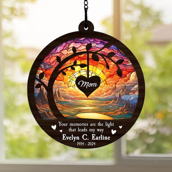 Memorial Suncatcher, Sympathy Gift, Loss Of Mom Gift, Sympathy Gift Family, Memorial Suncatcher, Mom in Heaven, Personalized Memorial Gift