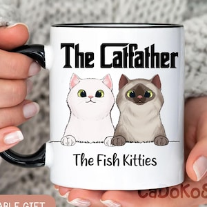 Personalisierter Katzenvater Becher, bis zu 8 Katzen, benutzerdefinierte Katzenrasse Becher, Katzennamen Becher, Geschenk für Katzenvater, lustiger Katzenliebhaber Becher, Vatertagsgeschenke