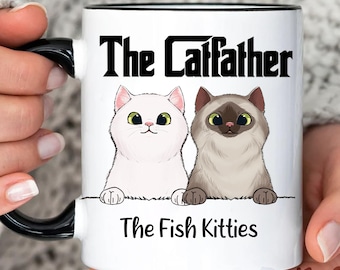 Personalized Catfather Mug, Up To 8 Cats, Custom Cat Breed Mug, Cat Name Mug, Gift For Cat Dad, Funny Cat Lover Mug, Father's Day Gifts
