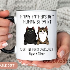 Personalisierte Katzentasse, glücklicher Vatertag menschlicher Diener, individuelle Katzentasse, Katzentasse, Papa Geschenk, lustige Katzentasse, Vatertagsgeschenk für Katzenpapa