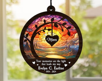 Memorial Suncatcher, Sympathy Gift, Loss Of Mom Gift, Sympathy Gift Family, Memorial Suncatcher, Mom in Heaven, Personalized Memorial Gift