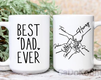La mejor taza de papá, taza personalizada para papá, regalo del día del padre, regalos del abuelo, taza de papá personalizada con el nombre de los niños, regalo del día del padre de la hija