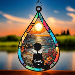 Personalized Loss Of Dog Sympathy Suncatcher, Dog Memorial Gifts, Pet Memorial Suncatcher, Loss of Dog Gift, Dog Remembrance Gifts
